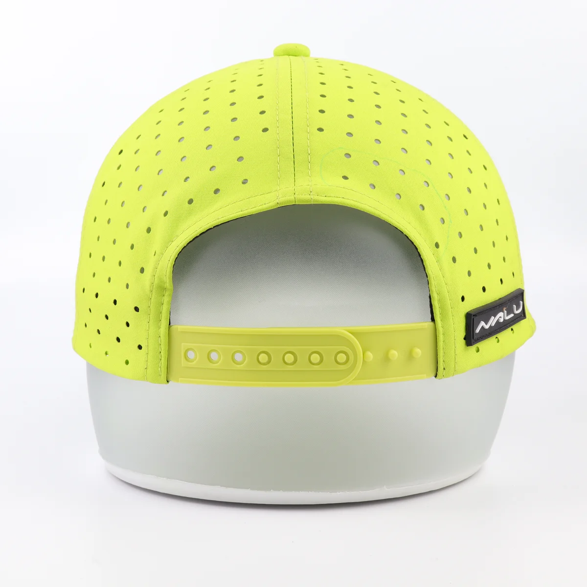 View 4 of a fluorescent yellow-green cap with front embroidery