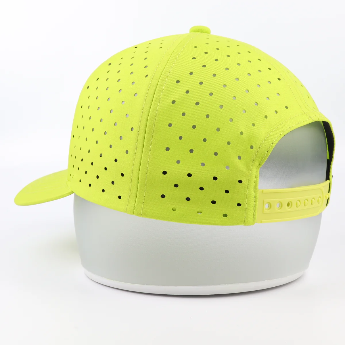 View 5 of a fluorescent yellow-green cap with front embroidery