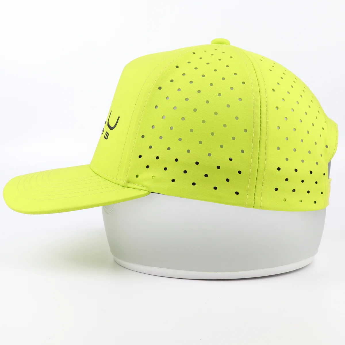 View 6 of a fluorescent yellow-green cap with front embroidery